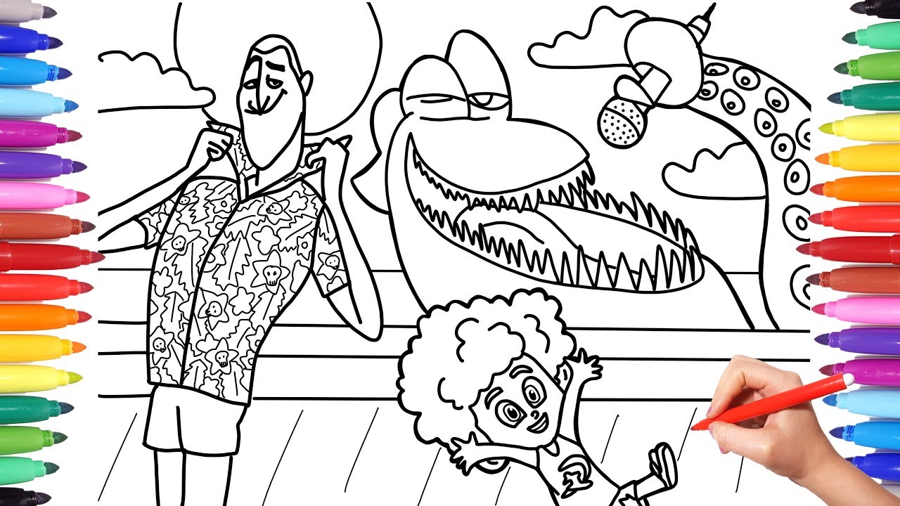 Hotel Transylvania 3 Coloring Pages for Kids, How to Draw Hotel Transylvania Kraken