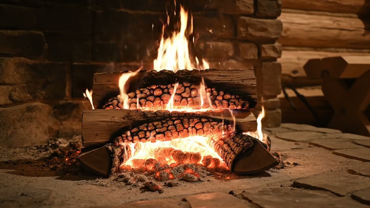 4K Cozy Winter Fireplace 🔥 Crackling Fire & Burning Wood Sounds for Deep Sleep and Relaxation