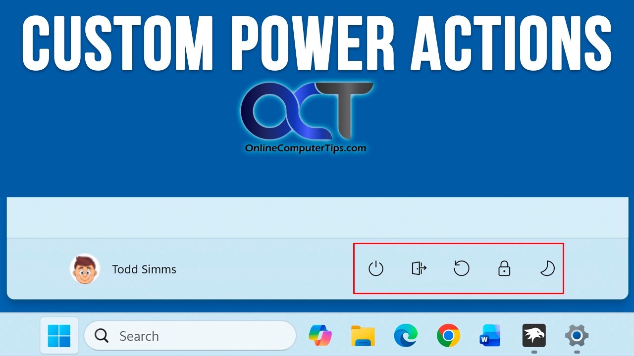 Add Custom Power Action Buttons to the Windows Start Menu