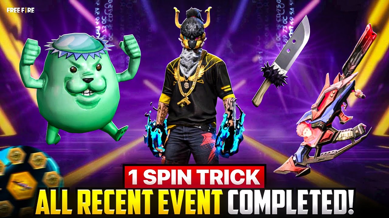 1 SPIN TRICK 🔥😱 | All Recent Events Completed | Free Fire MAX