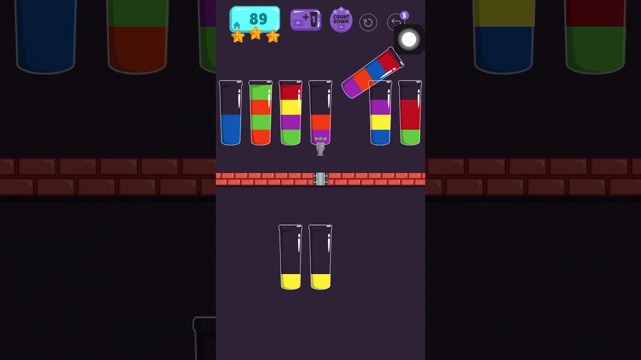Cups - water sort puzzle | level 89 | ⭐️⭐️⭐️