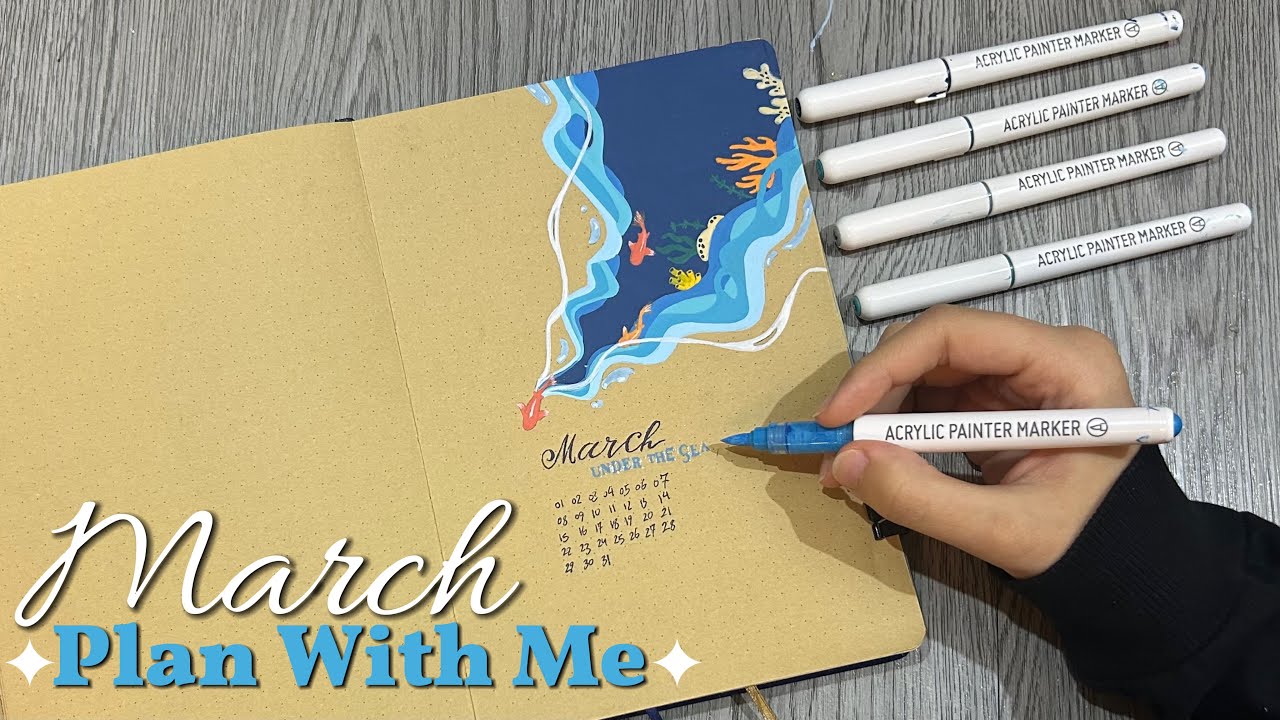 March 2026 Plan With Me 🐟🪸✨ Bullet Journal Setup | March under the sea theme 