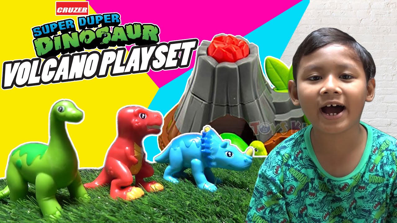 Praya Bermain Dinosaurus dan Gunung Berapi | Cruzer Super Duper Dinosaurus