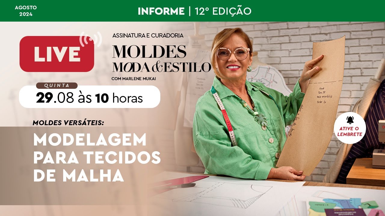 🔴 AULA SOBRE MODELAGENS DE ROUPAS DE MALHA - CURADORIA MOLDES, MODA E ESTILO COM MARLENE MUKAI