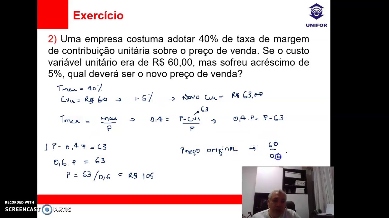 Exercícios Margem Contribuição