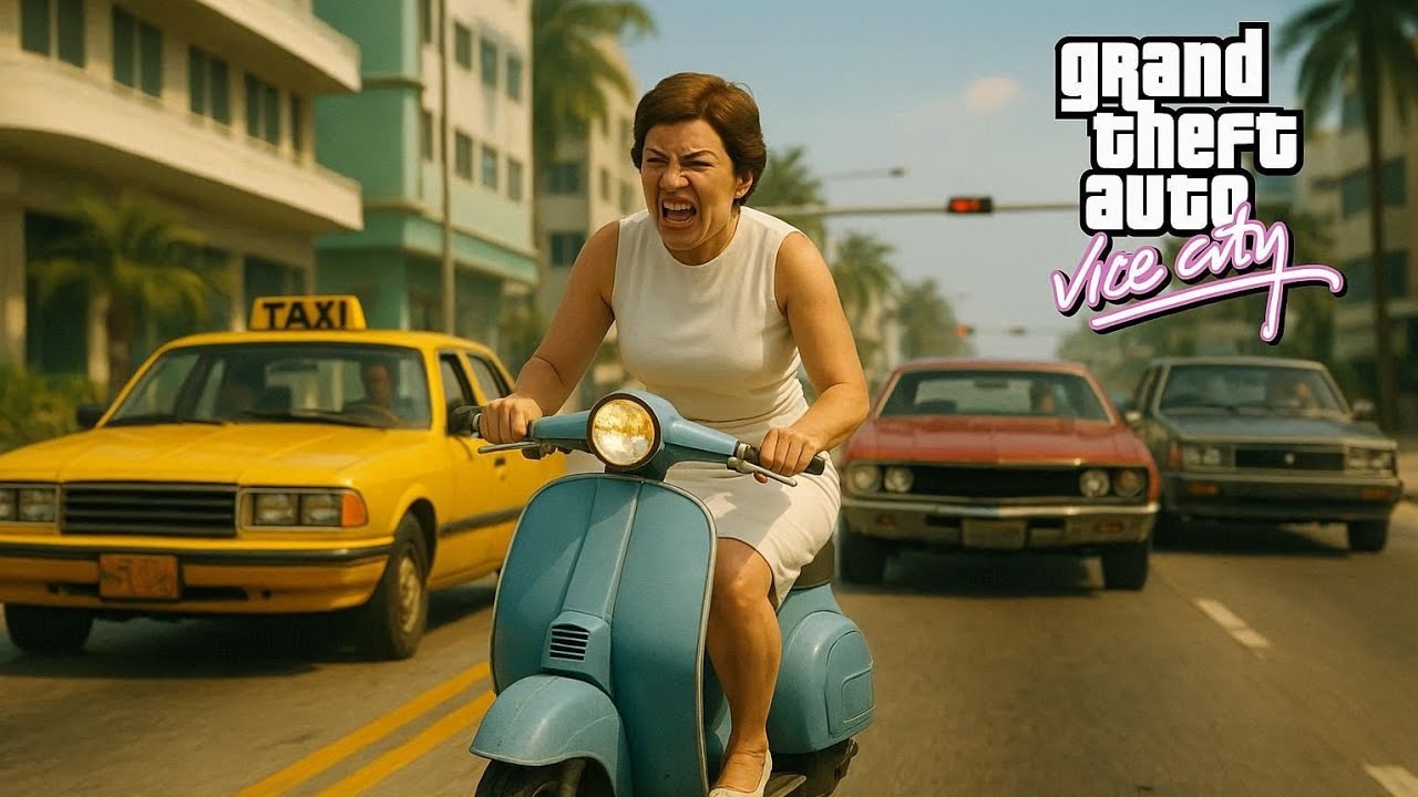 GTA Vice City – Stubborn Lady NPC Riding Scooter 😂 Nostalgic Funny Moments