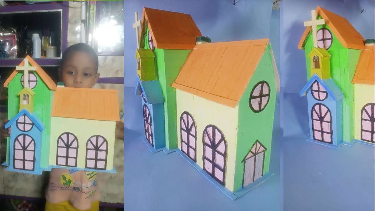 How to make a church with ice cream sticks|How To Make A Popsicle Stick Church