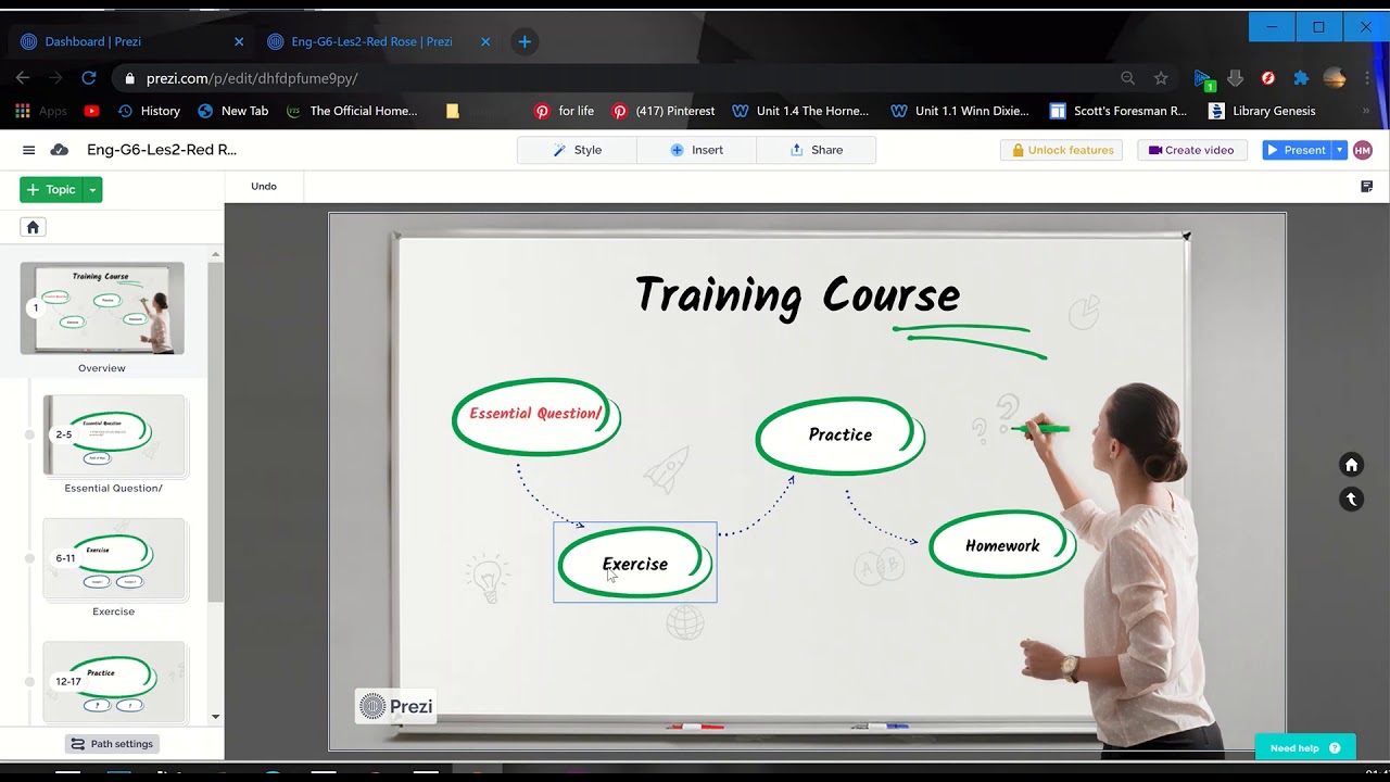 تصميم درس و فيديو تفاعلي باستخدام موقع Prezi