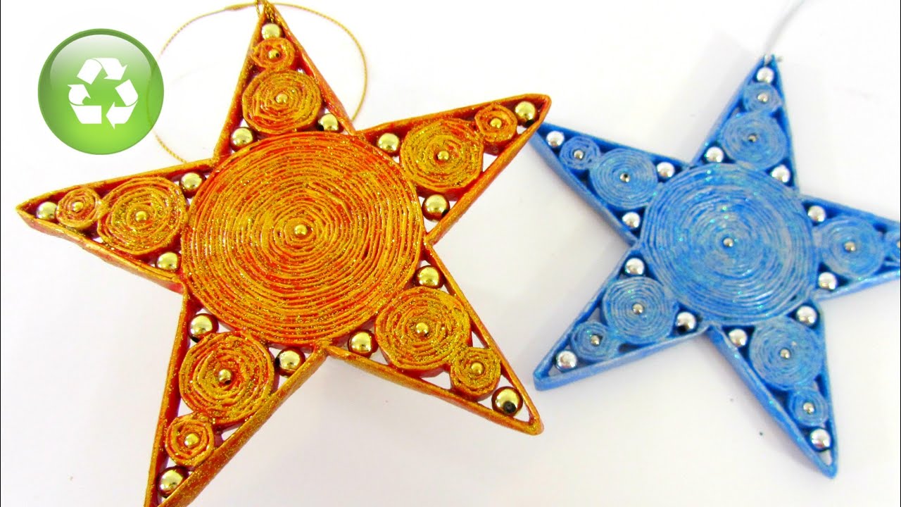 MANUALIDADES de NAVIDAD. Cómo hacer ESTRELLAS de PAPEL para el árbol