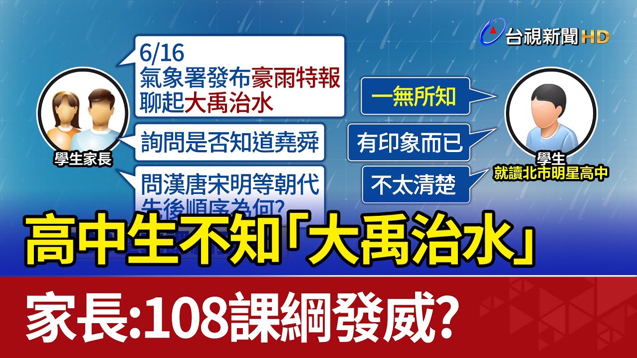 高中生不知「大禹治水」 家長：108課綱發威？