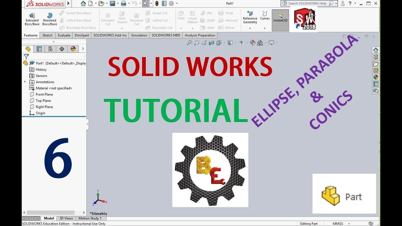SolidWorks Tutorial: Ellipse | Parabola |Conics | Solidworks| BEST ENGINEER
