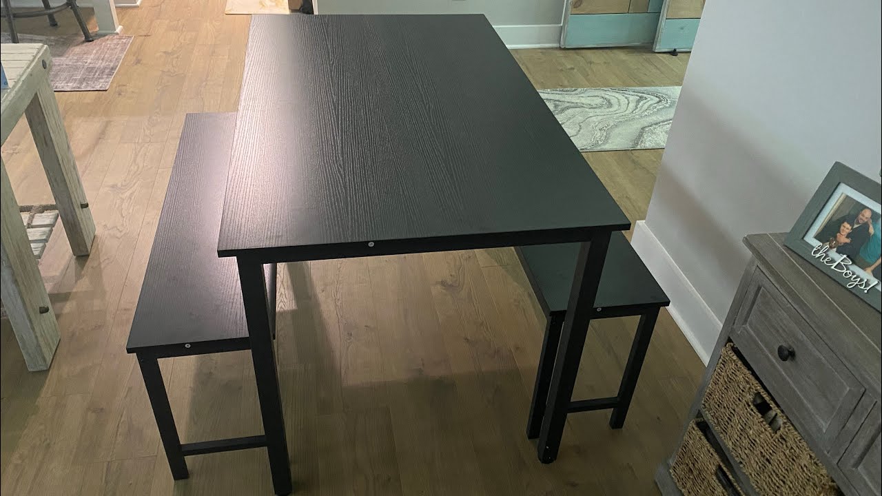 uhomepro Dining Room Table Set, 3-Piece Breakfast Nook Dining Table Set Unboxing, Setup and Review.