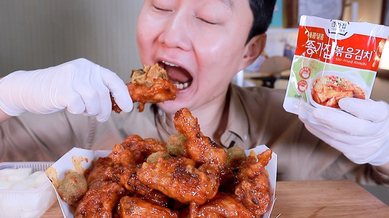 Mukbang 멕시카나 Mr.김치킨 리얼사운드 소리 먹방 b^^d Kimchi Chicken Eating Sounds 푸르미르 ASMR