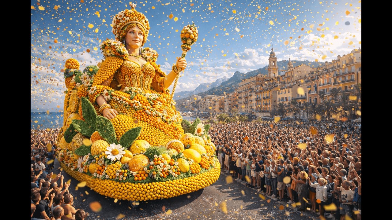 FÊTE DU CITRON MENTON 2026 — GIANT CITRUS FLOATS & THE GOLDEN FRUIT PARADE (4K HDR) 🍋🍊🔥