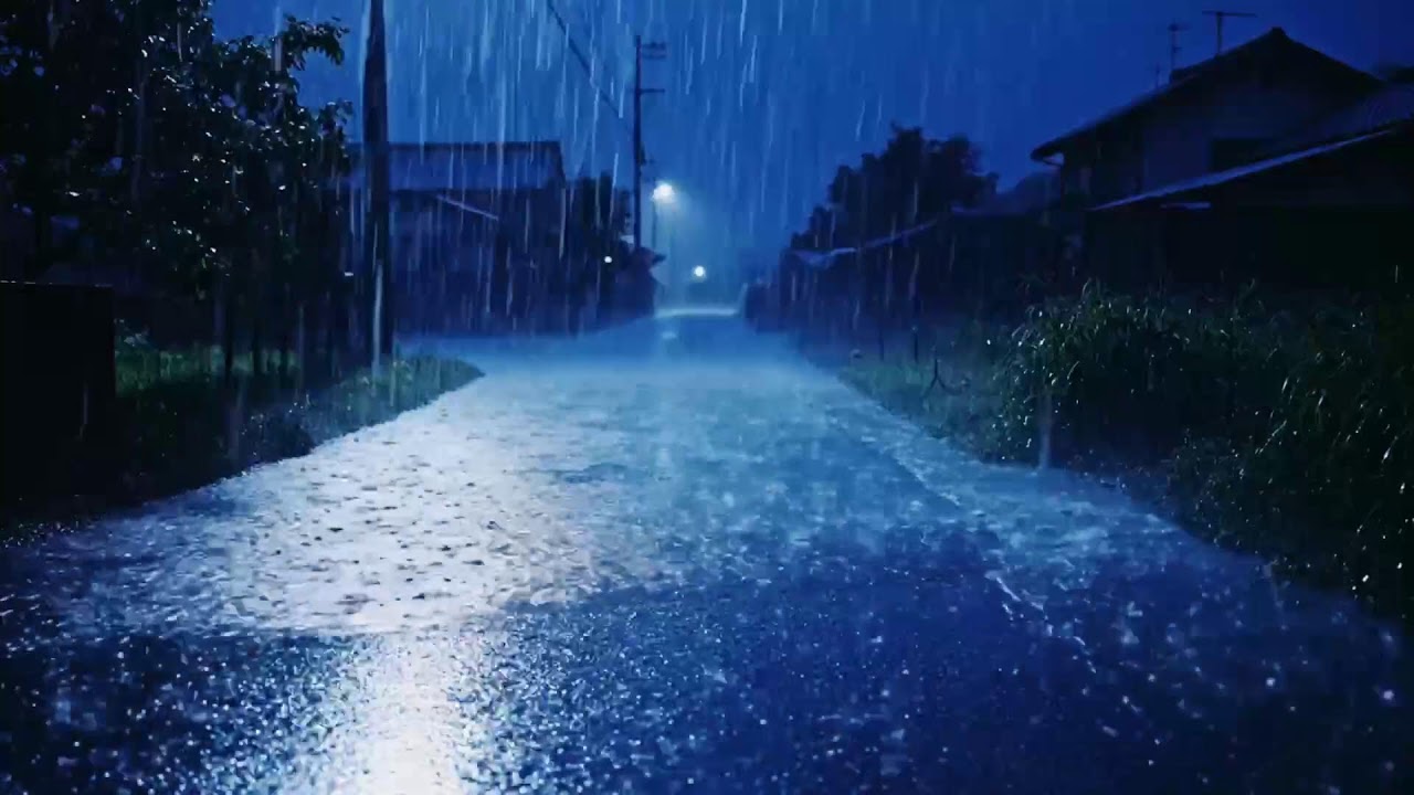 Dreamy Rural Night Soothing Downpour Along Lonely Village Pathways for Warm and Undisturbed Rest253