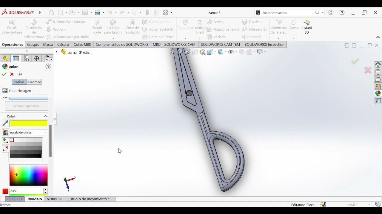 Ensamble de tijeras con SolidWorks 2022