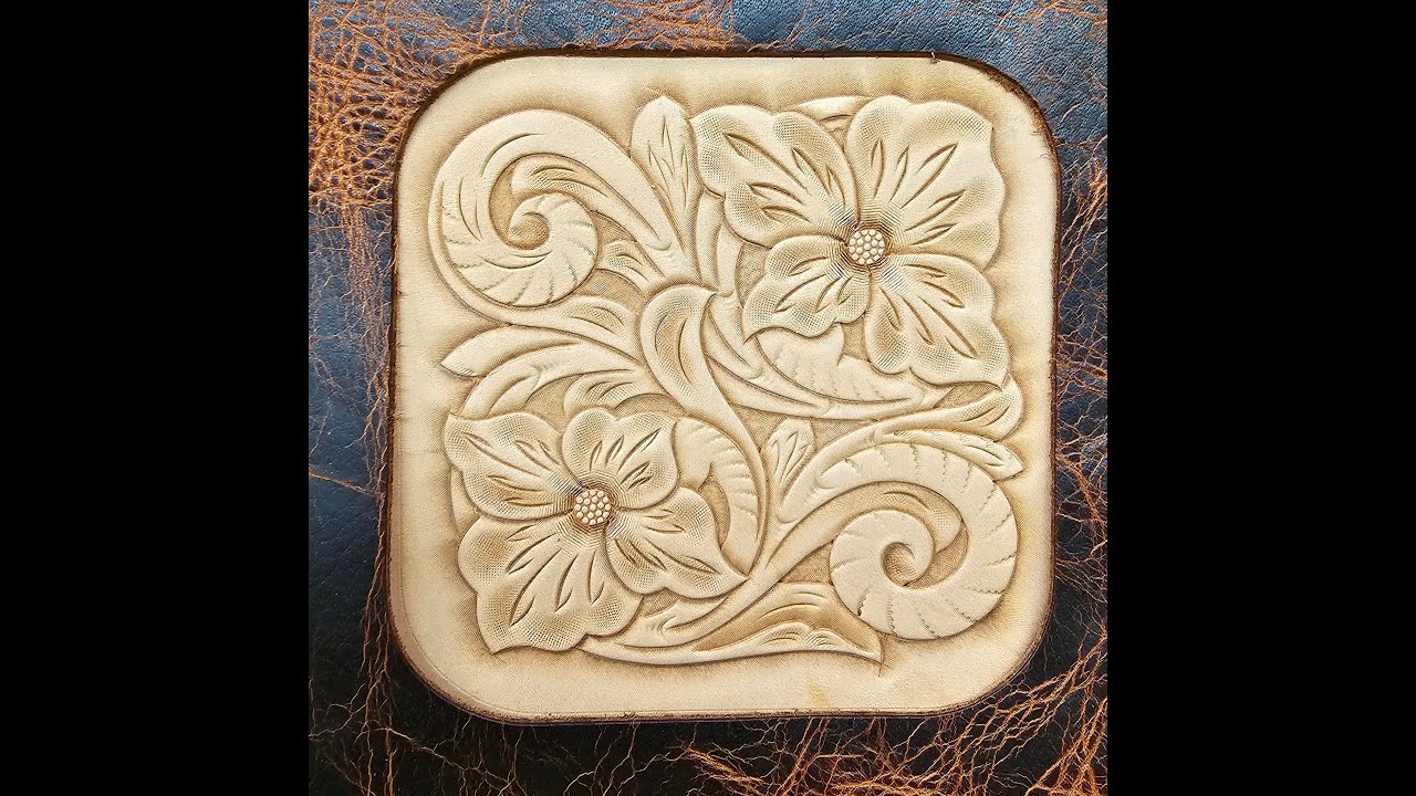 Leather Tooling a Square Coaster Pattern