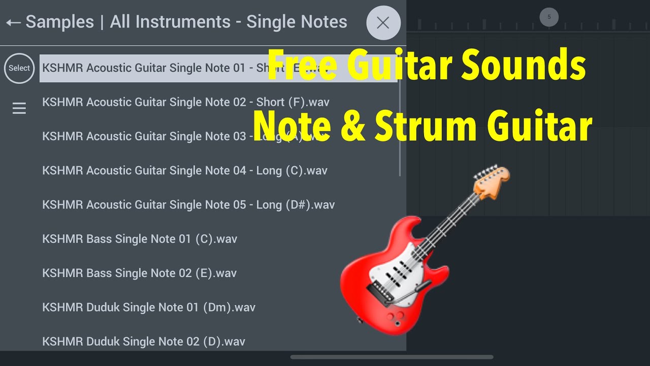 Free Guitar sounds Single note and strumming guitar 🎸 Fl studio mobile