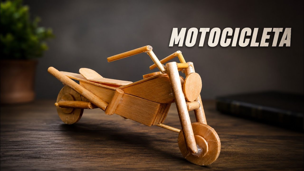 MOTO HARLEY hecha con palitos de helado - HARLEY MOTORCYCLE made with ice cream sticks