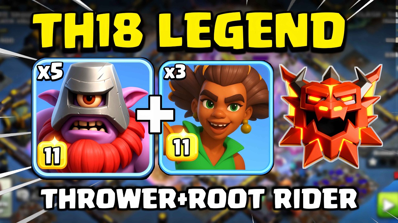 THROWER + ROOT RIDER Attack Strategy is Insane | TH18 Totem Spell Attack Strategy For Legend Mode