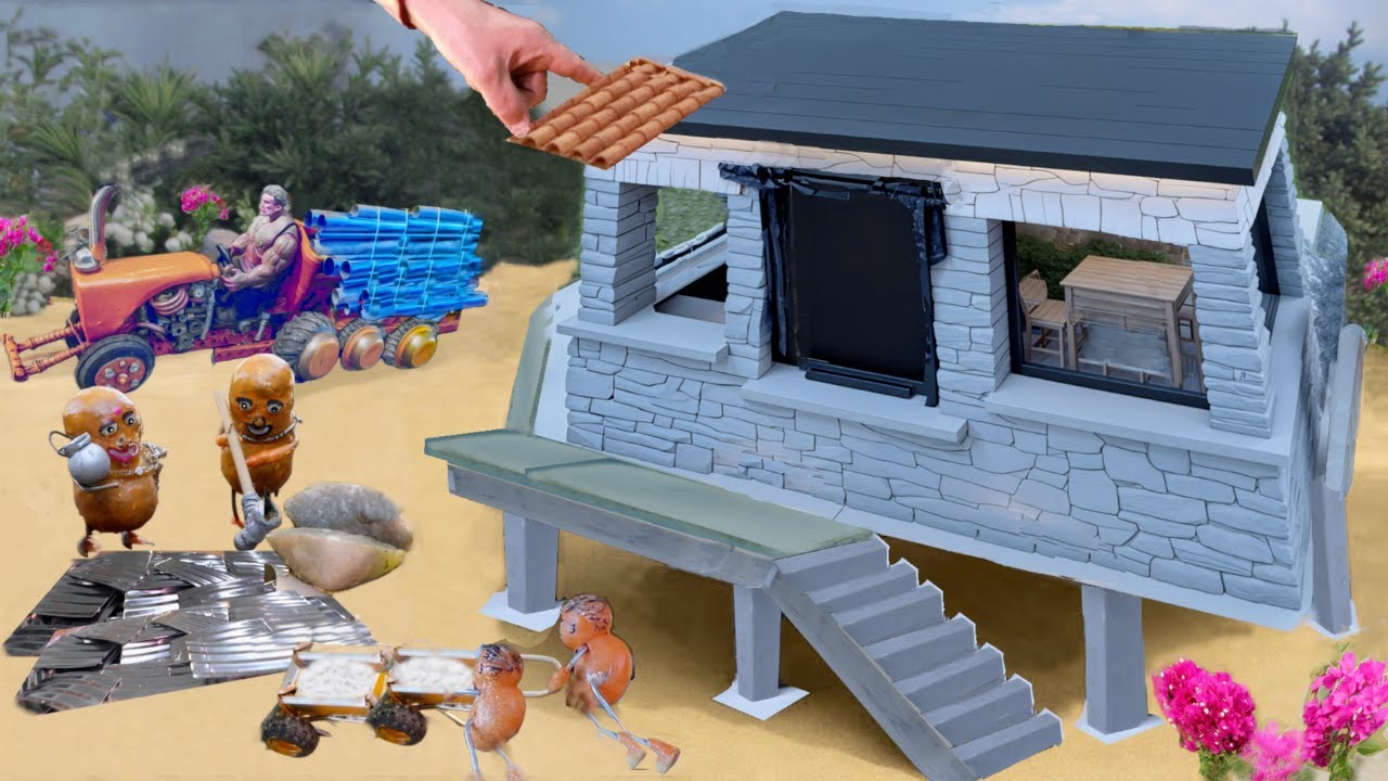 With Diy mini tractor a genius husband shows love building a new mini house for his wife in paradise