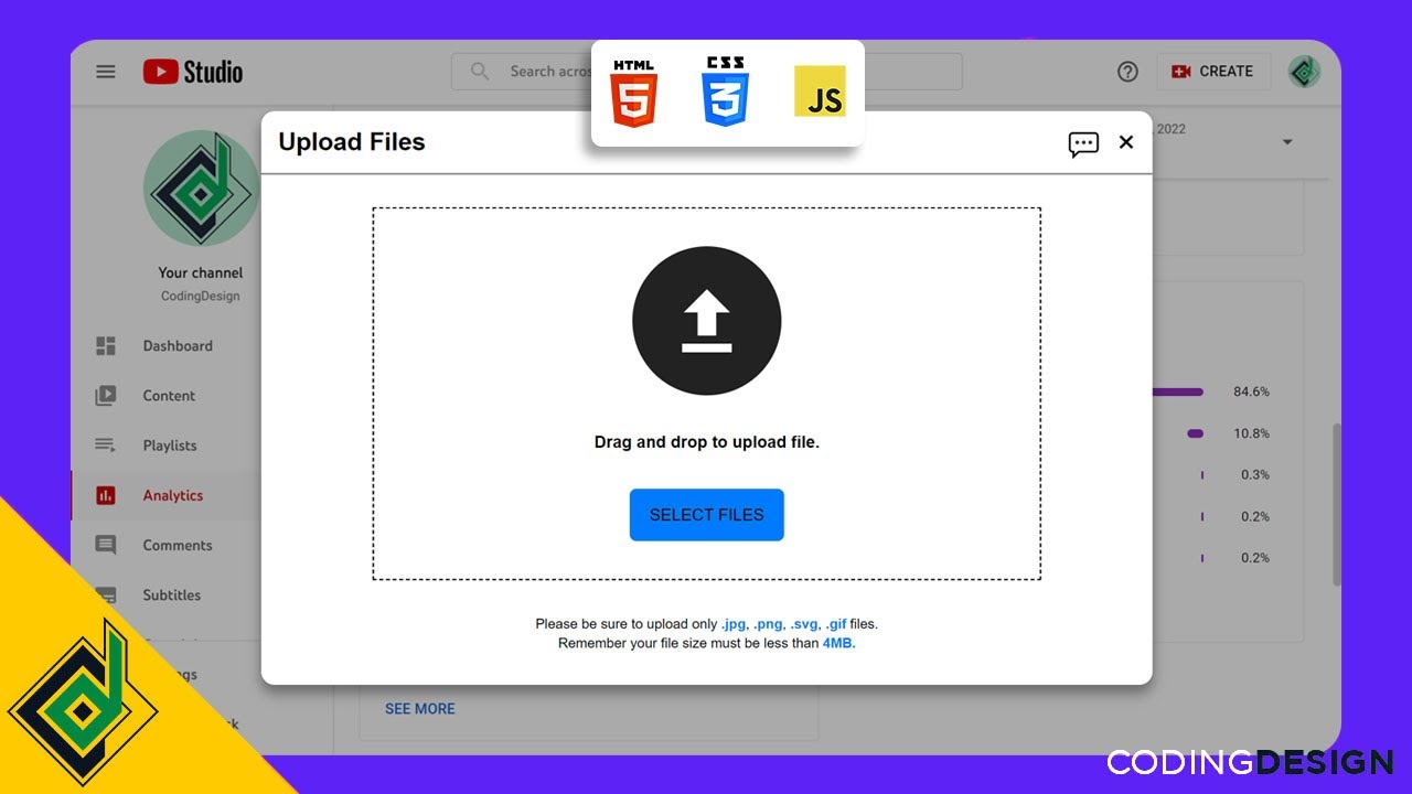 Build Drag And Drop Upload File Feature Like YouTube | HTML, CSS & JavaScript