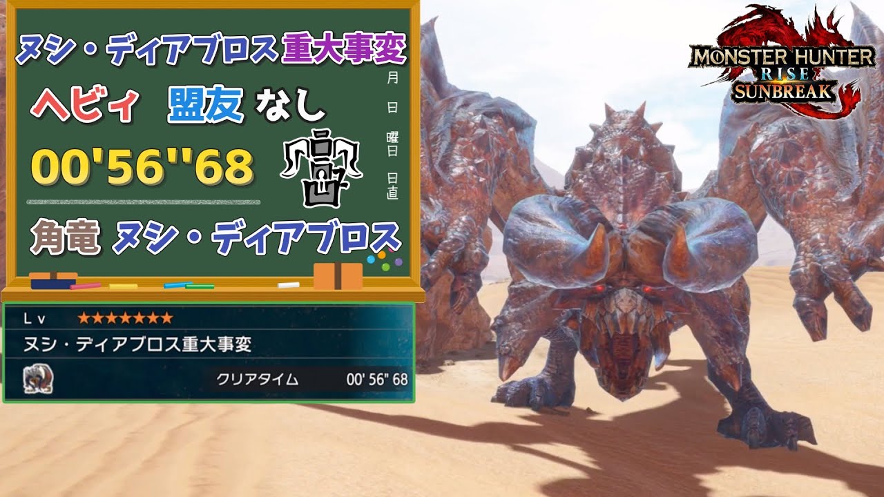 【MHR:SB】ヌシ・ディアブロス重大事変　00'56''68　角竜ヌシ・ディアブロス　ヘビィボウガン　【ps5版】