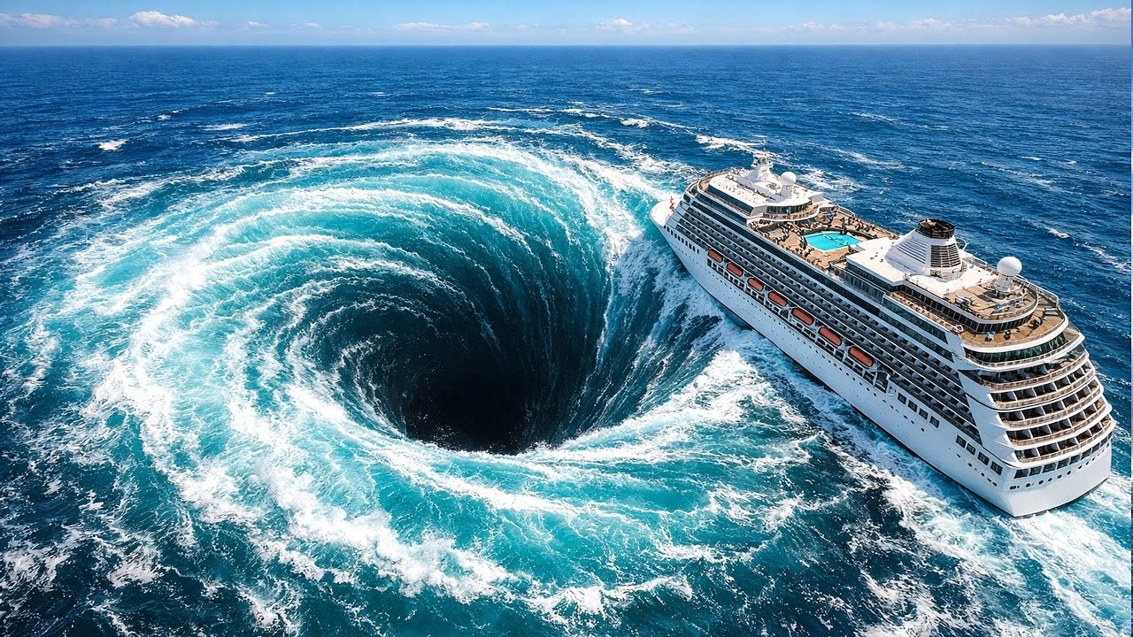 Cruise Ship Trapped by a Giant Ocean Whirlpool | Ultra Realistic Ocean Disaster (AI VFX)