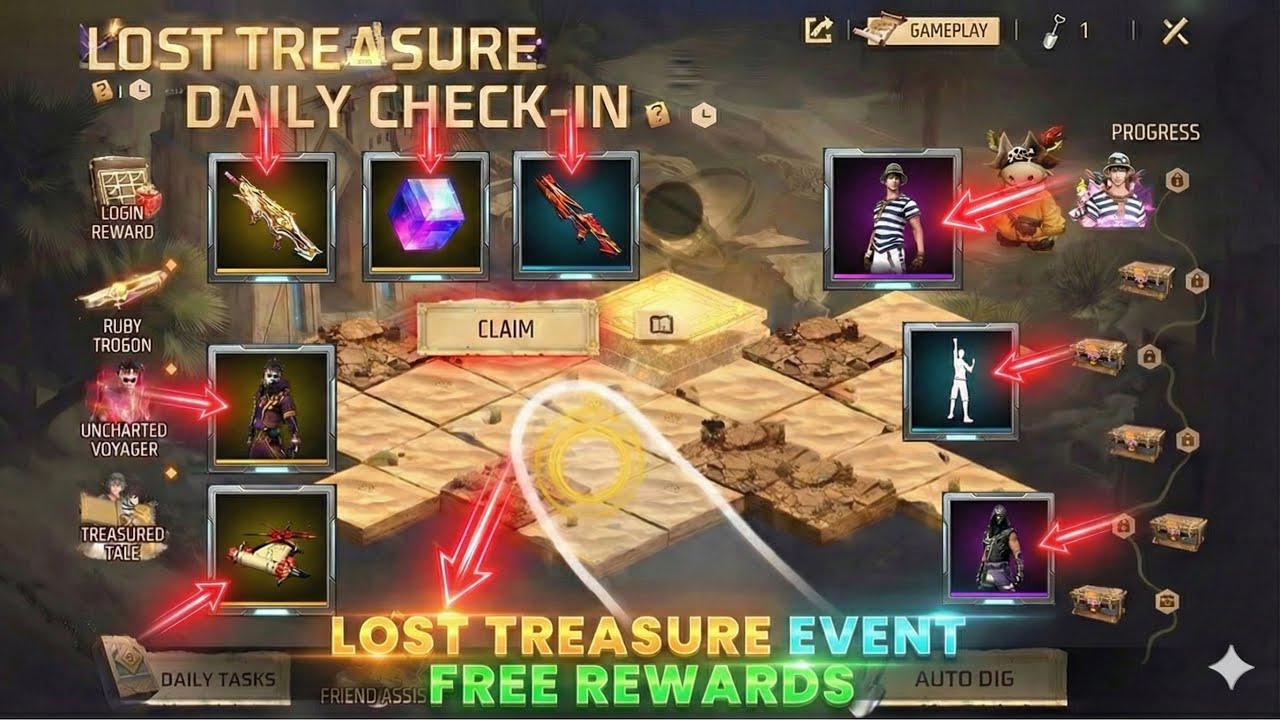Ramadan Event All Free Rewards Confirmed 😘Lost Treasure Event | Tez ffmic 2026 Spring | FF New Event
