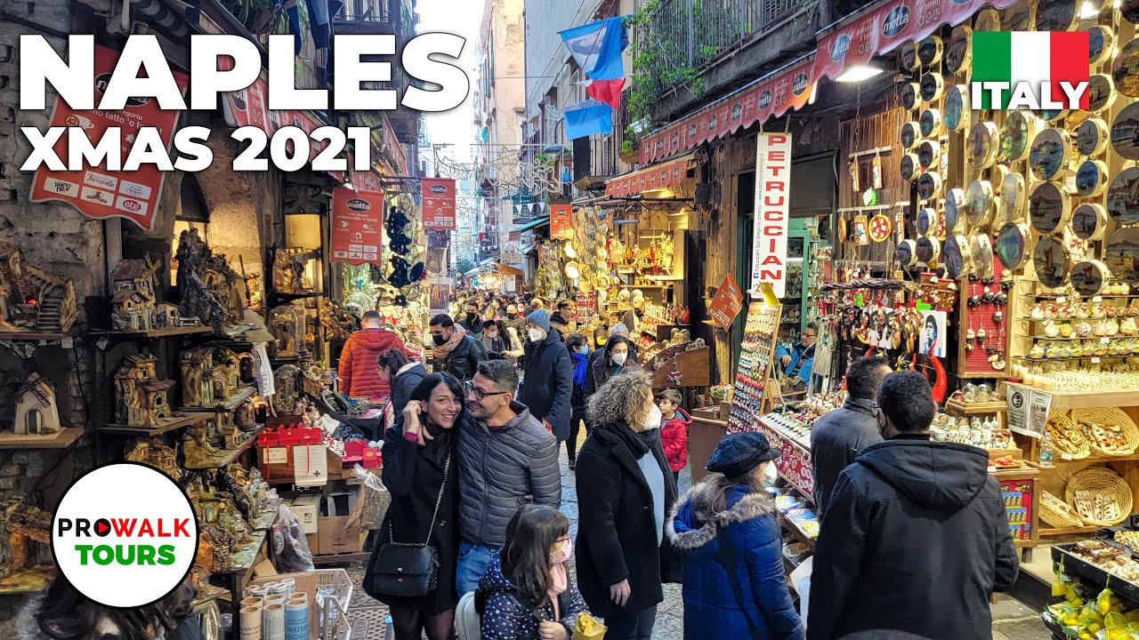 Naples, Italy Christmas Markets - 4K walk with Captions