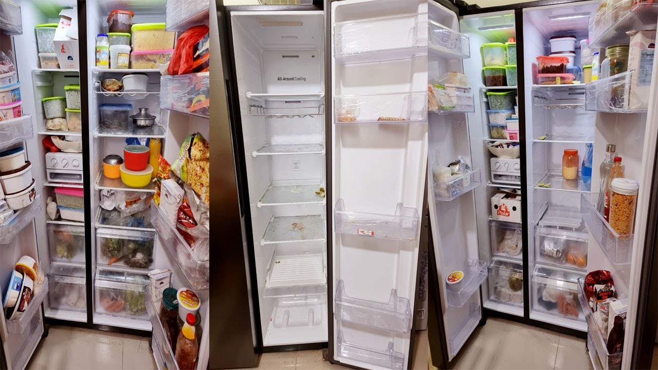 আমি যেভাবে আমার বাসার ডাবল ডোর(samsung double door fridge)ফ্রিজ পরিষ্কার করে সাজিয়ে গুছিয়ে রাখি