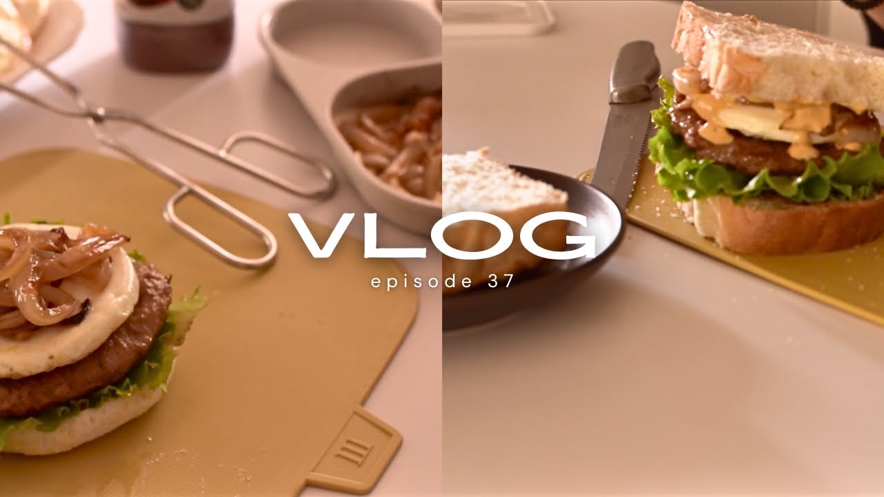(SUB) vlog | 직장인의 하루의 시작과 끝, 작은 식사로 채워가는 시간🏡|떡갈비 샌드위치 ,도시락,오리부추 파스타,시리얼&맥모닝브런치