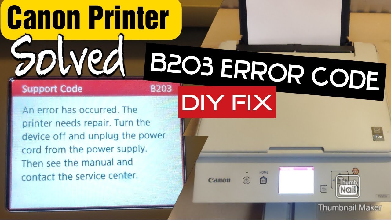 Canon B203 Error Code Fix DIY Guide Solution ✅ How to Fix Printer 🖨️ (PIXMA Support Code)  TS 5053