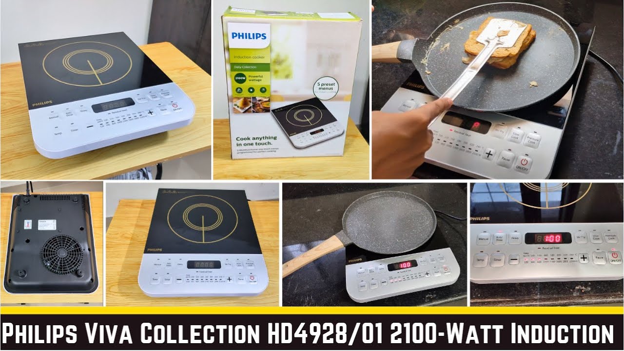 Philips Viva Collection HD4928/01 2100-Watt Induction Cooktop  Soft Touch Button with Crystal Glass.
