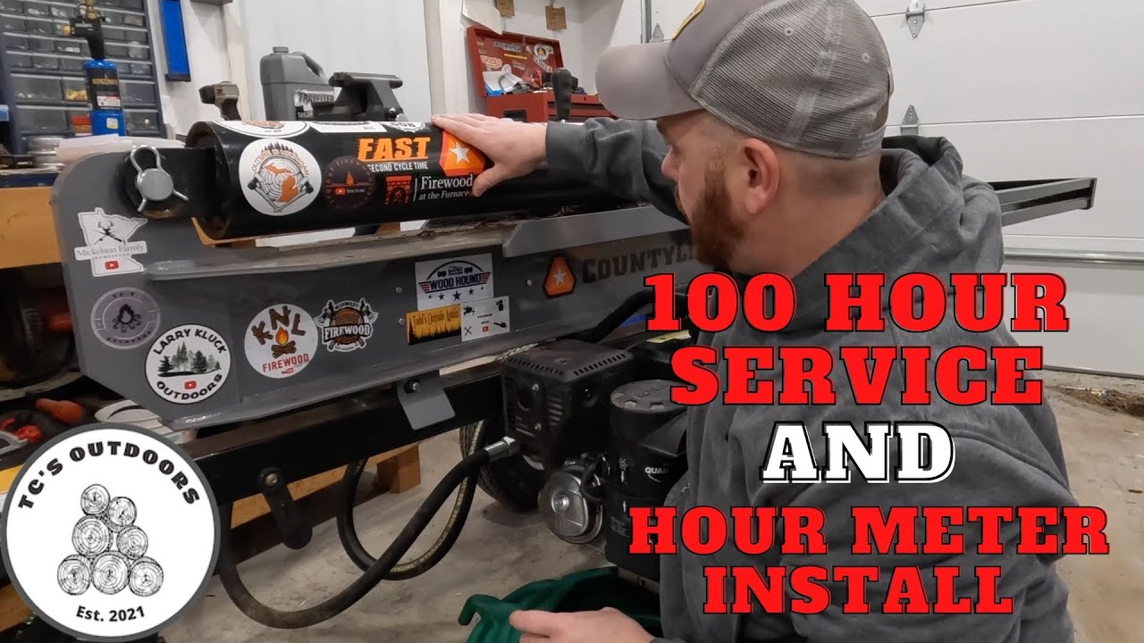 Oil Change & Hour Meter Install on Countyline Log Splitter. Plus Sticker Swap