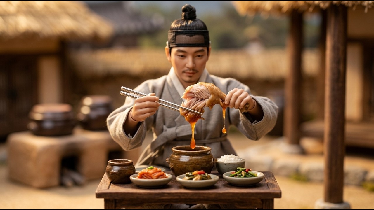 🥘🍗 Miniature Doll comforting Ginseng Chicken Soup Cooking in rain ASMR  Korean Village Tiny Kitchen
