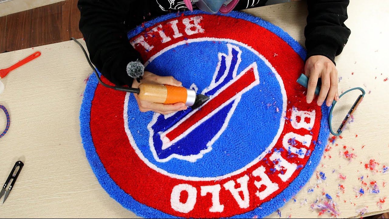 Rug Tufting | How I made Buffalo Bill Logo Rug (Start to Finish)