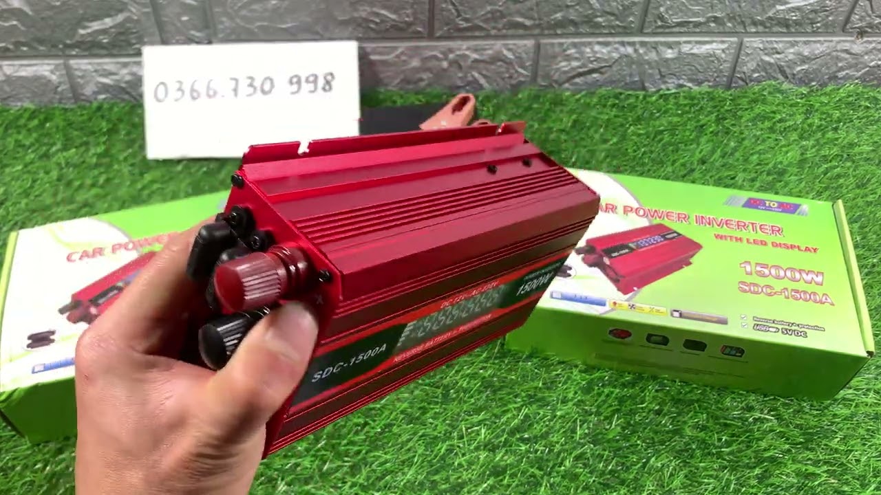 Bộ kích điện chuyển đổi nguồn từ 12v lên 220v 1500w giá rẻ có đồng báo áp ra, áp vào