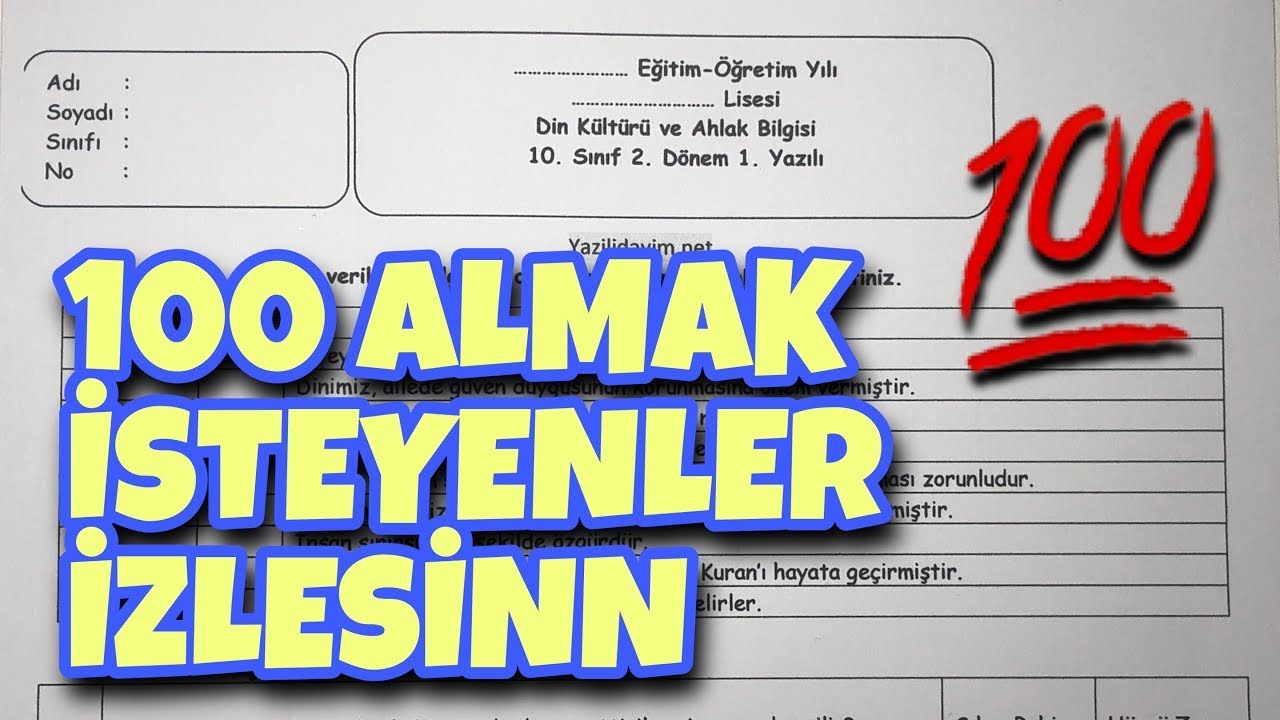 10.Sınıf Din Kültürü 2.Dönem 1.Yazılı