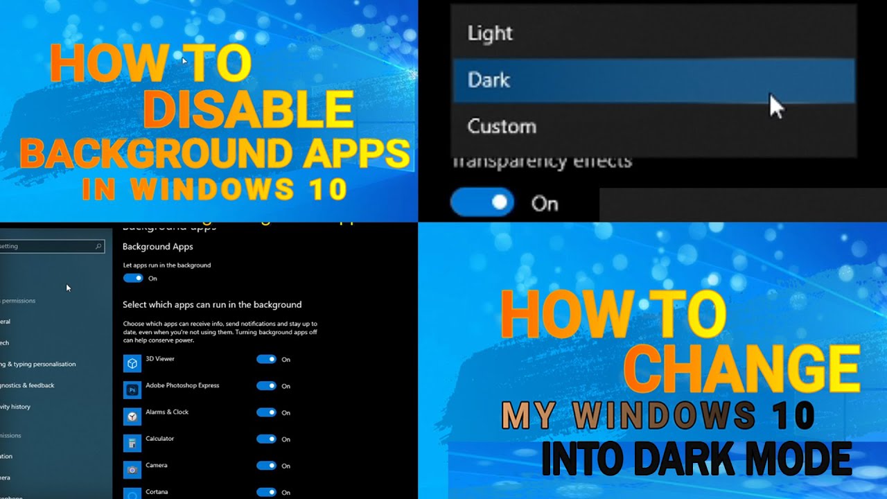 HOW TO DISABLE BACKGROUND APPS || WINDOWS 10 DARK MODE