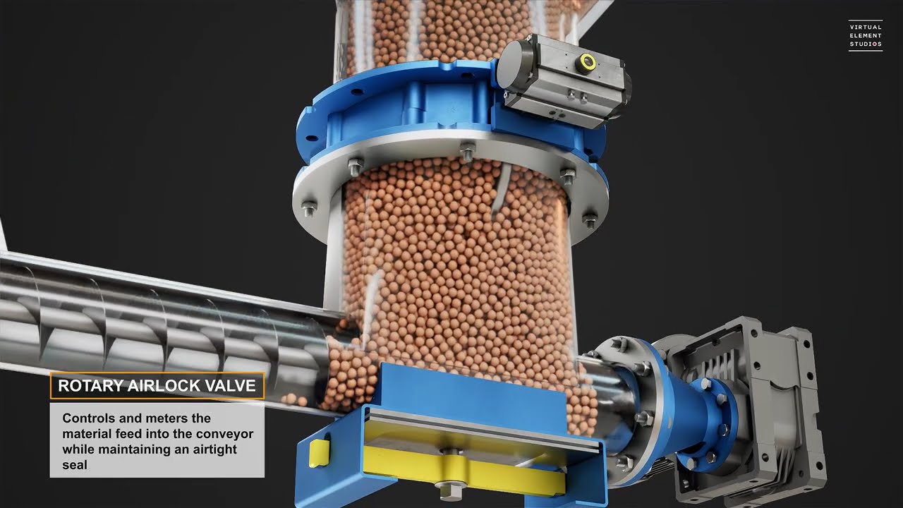Screw Conveyor System Animation | Industrial Material Handling Visualization