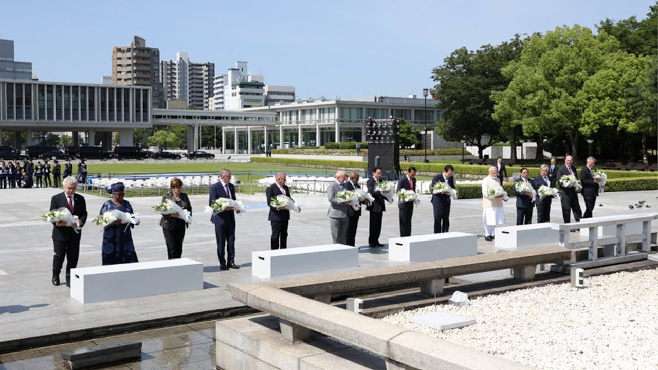 G7 Summit 2023: PM Modi, other leaders pay floral tribute at Hiroshima Peace Memorial Park in Japan