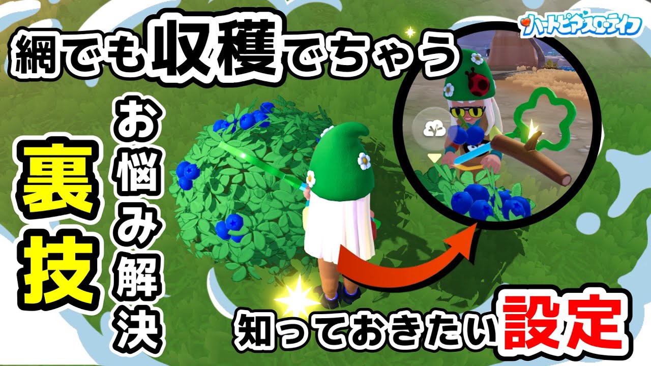 【ハートピアスローライフ】ライフハック　アイテムを持っていてもベリーを採取する方法　知っておきたい設定　収穫裏技