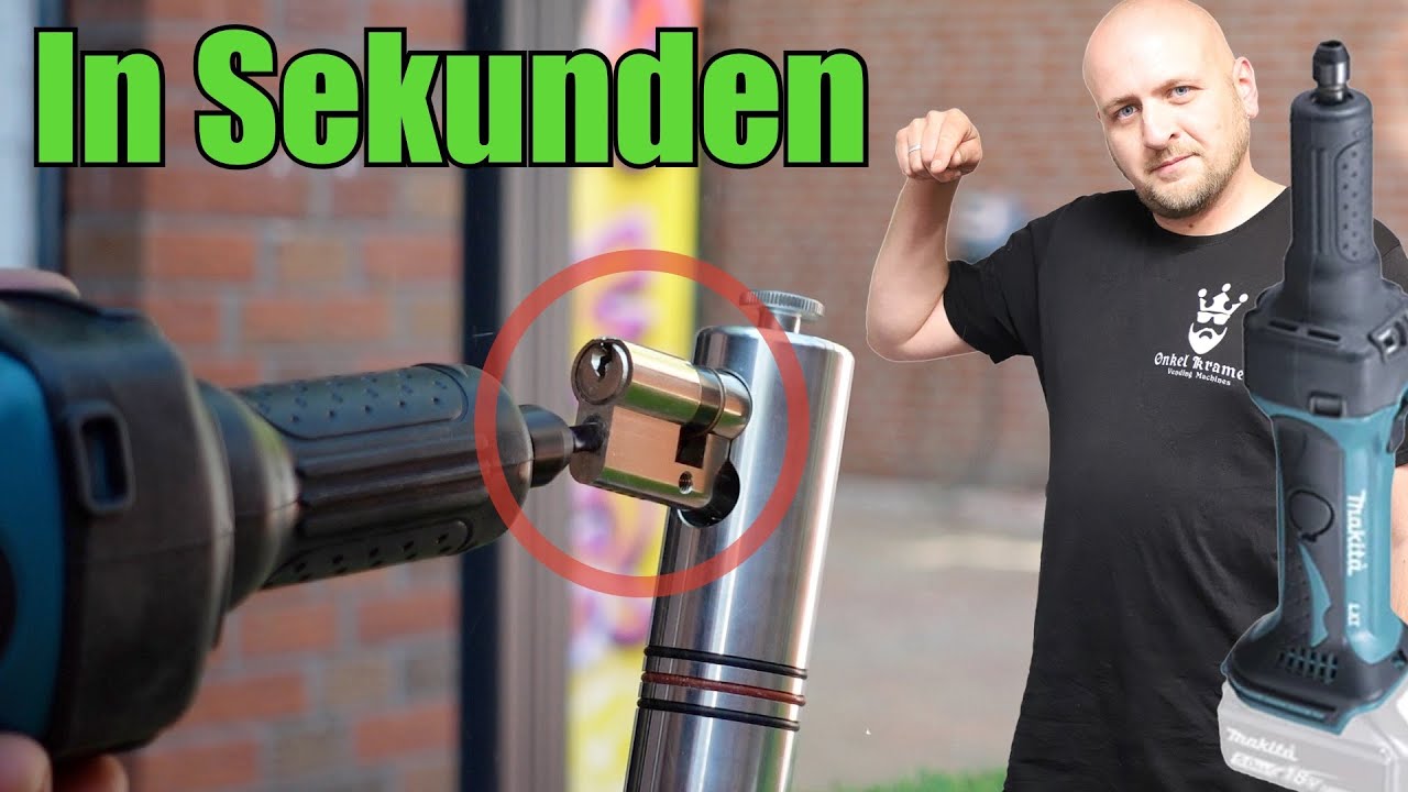 Schließzylinder Öffnen Fräsen mit Makita Geradschleifer TürNotöffnung