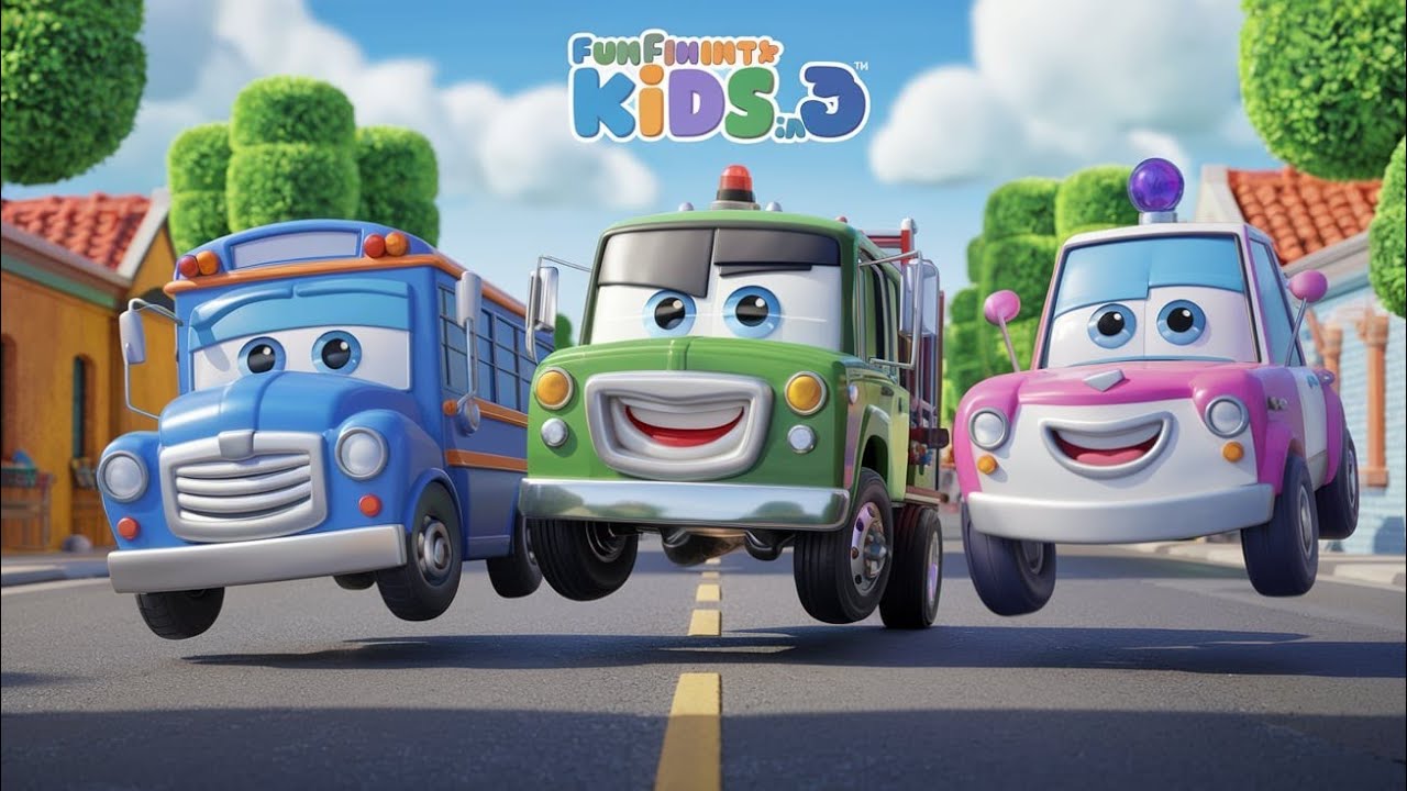 The Wheels on the Bus Go Round and Round - Animated Song for Children | funfinity Kids