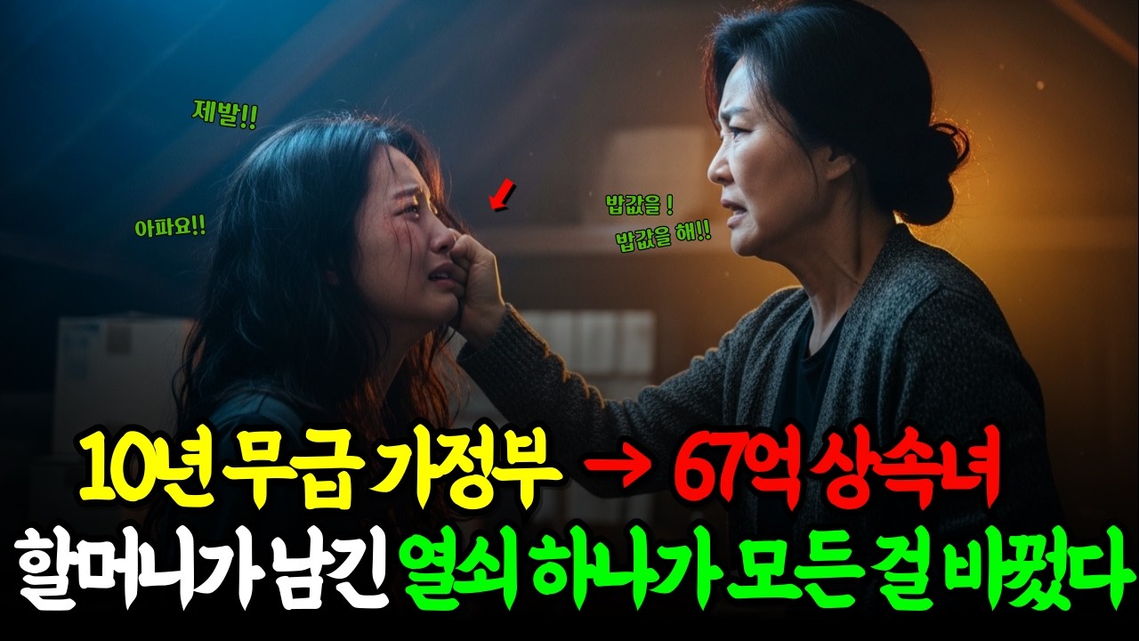 10년 무급 가정부 67억 상속 녀 할머니가 남긴 열쇠 하나가 모든 걸 바꿨다.#무급 가정부 #67억상속 #할머니유산 #가족학대 #법정반전   #인생역전 #권선징악