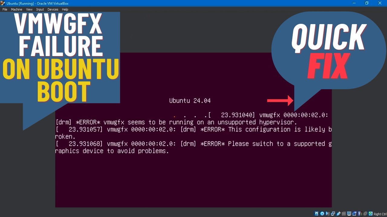 Fix:Vmwgfx Failure on Ubuntu Boot Unsupported Hypervisor in VirtualBox