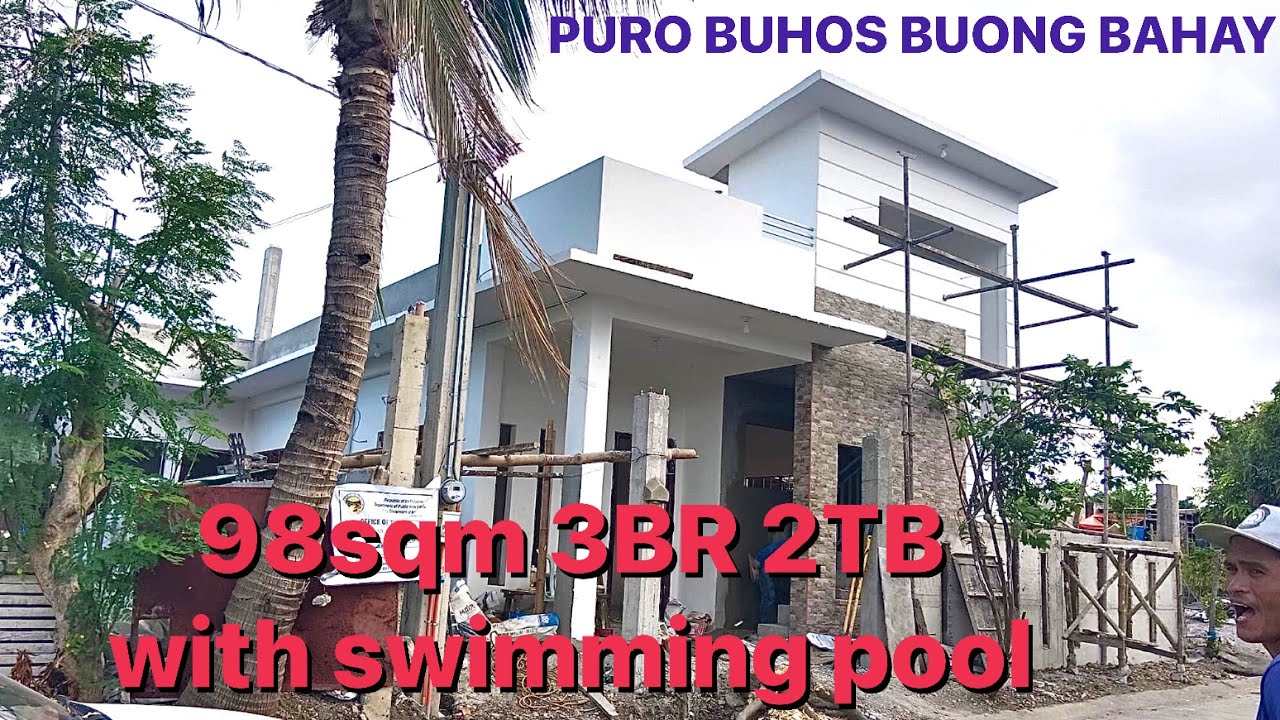 1.5m Fully Finished 98sqm 3BR 2CR with swimming pool puro Buhos Buong Bahay Kontrata Fully Finished