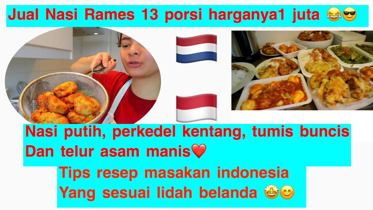 VLOG MASAK UNTUK TETANGGA// JUAL NASI RAMES DI BELANDA PAKE TELOR,BUNCIS,DAN PERKEDEL 13 PORSI 1JUTA