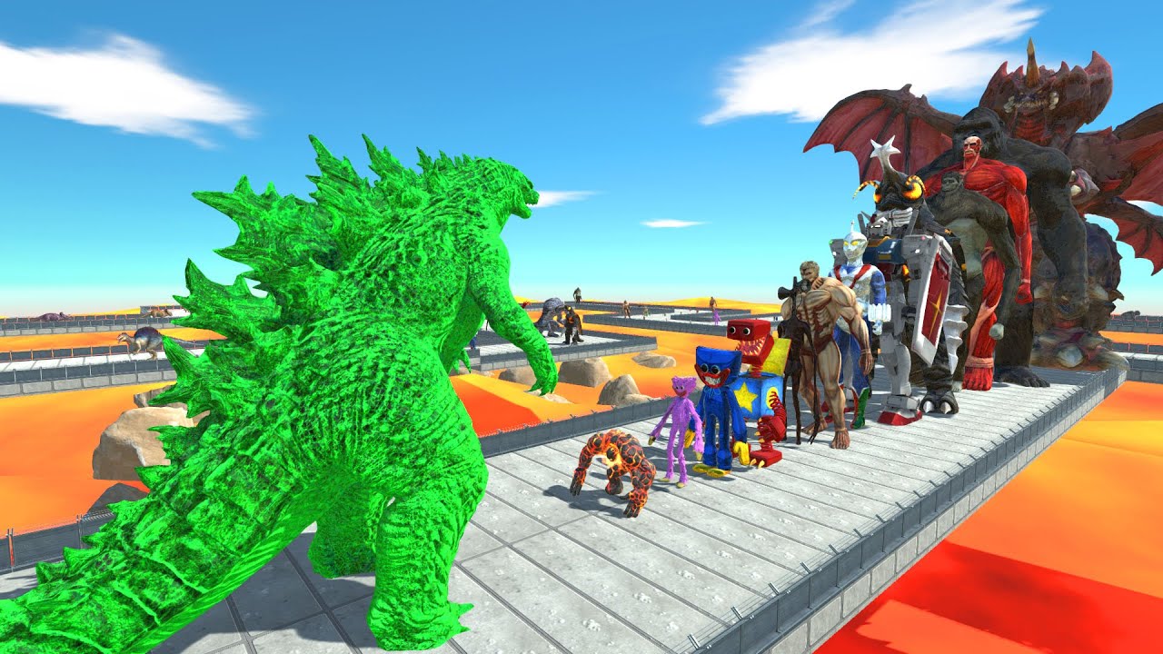 Godzilla Green vs Destoroyah LAVA DEATH RUN - Animal Revolt Battle Simulator